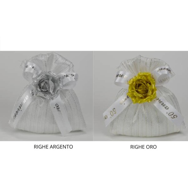 Sacchetto tessuto semicoprente rigato.MIS.10X13CM