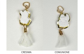 Ciondolo plexi e gesso con nappa.MIS.2,5X H.3CM