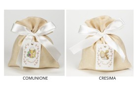 Sacchetto tessuto con tag legno.MIS.10X12CM