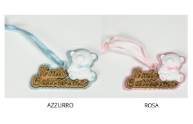 SET DA12PZ.Applicazione legno "IL MIO BATTESIMO"con orsetto gesso.MIS.6X H.3,5CM