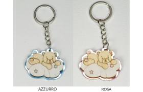 P/chiavi legno e plexi orso su nuvola.MIS.4XH.3CM