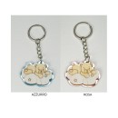P/chiavi legno e plexi orso su nuvola.MIS.4XH.3CM