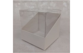 Scatola vetrina pvc e cartoncino bianco.MIS.12X12 H.11,5CM