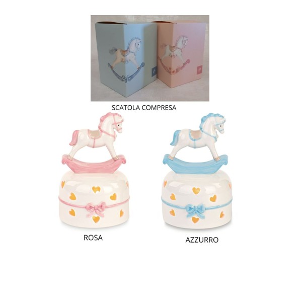 Cavallino ceramica con luce led.MIS.10X H.15CM