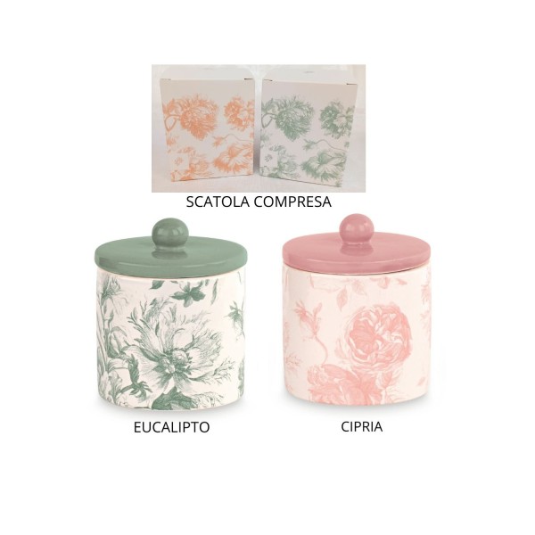Barattolo ceramica con scatola.DIAM.8 H.9,5CM