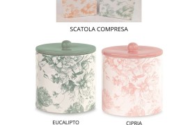 Barattolo ceramica con scatola.DIAM.14,8 H.18CM
