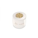 Vasetto ceramica con candela e 18 in ceralacca oro.DIAM. 8X H.8CM