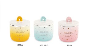 Vasetto ceramica arcobaleno con candela DIAM.6 H8CM