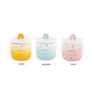 Vasetto ceramica arcobaleno con candela DIAM.6 H8CM