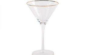Vaso calice vetro bordo oro.DIAM.12 H 19CM