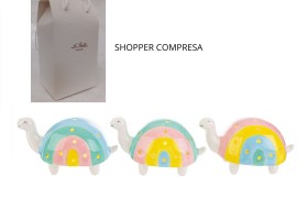 Tartaruga ceramica con luce led.Scatola shopper compresa.ASS.3 MIS.13X8,5 H8CM