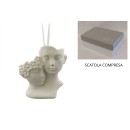 Profumatore ceramica opaca,coppia abbraccio fiori.Scatola e bastoncini compresi.MIS.11X H.12CM