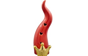 Cornetto rosso in ceramica con luce led.MIS.6,5X5 H18,5CM