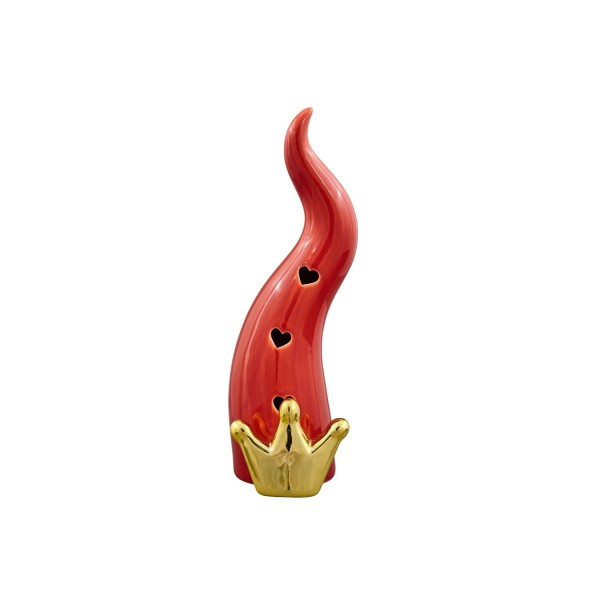 Cornetto rosso in ceramica con luce led.MIS.6,5X5 H18,5CM