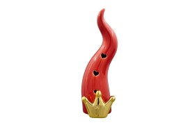 Cornetto rosso in ceramica da appoggio con luce led.MIS.6X4,5 H 14,5CM