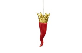 Cornetto rosso in ceramica da appendere.MIS.4X H.12CM