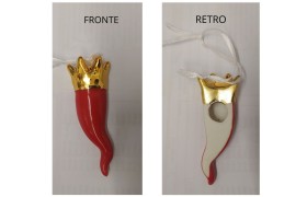 Cornetto rosso in ceramica da appendere e da appoggio.MIS.3X H.8CM
