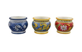 Cachepot ceramica decoro floreale.ASS.3 DIAM.7 H.6CM