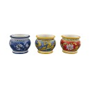 Cachepot ceramica decoro floreale.ASS.3 DIAM.7 H.6CM