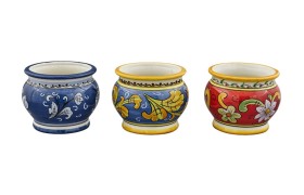 Cachepot ceramica decoro floreale.ASS.3 DIAM.11 H.9,5CM