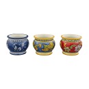 Cachepot ceramica decoro floreale.ASS.3 DIAM.11 H.9,5CM