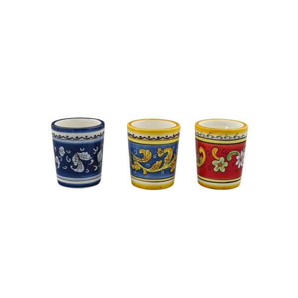 Candela in vaso ceramica decoro floreale.ASS.3 DIAM.6,5 H.7,5CM
