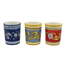 Candela in vaso ceramica decoro floreale.ASS.3 DIAM.10 H.12CM