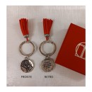 P/chiavi in ottone bagno argento LAUREA con nappa in similpelle e scatola DIAM.2,5 CM il ciondolo.MADE IN ITALY