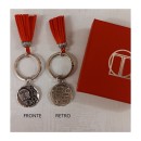 P/chiavi in ottone bagno argento LAUREA INGEGNERIA con nappa in similpelle e scatola DIAM.2,5 CM il ciondolo.MADE IN ITALY