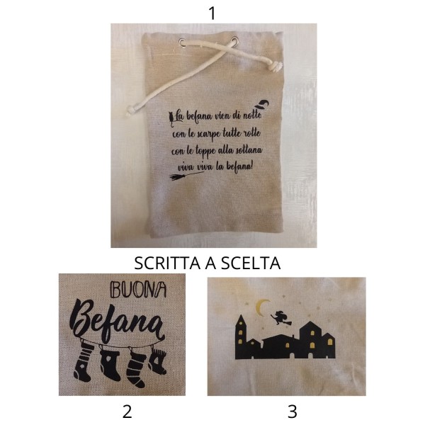 Sacchetto cotone Befana.MIS.17X25CM