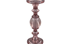 Candeliere vetro bombato ROSA ANTICO H.30CM