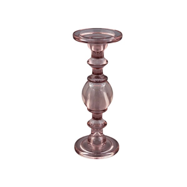 Candeliere vetro bombato ROSA ANTICO H.30CM