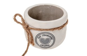 P/piante ceramica con frase e nastro yuta.DIAM.9.5 H.8.5 CM
