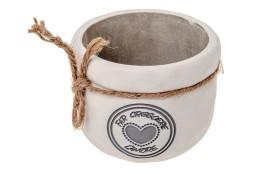 P/piante ceramica con frase e nastro yuta.DIAM.11 H.10CM