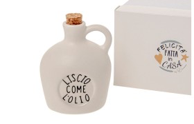 Oliera ceramica con tappo sughero,scatola compresa.H.11CM