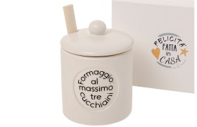 Formaggiera ceramica H 10 CM con cucchiaino scatola compresa