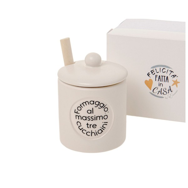 Formaggiera ceramica H 10 CM con cucchiaino scatola compresa