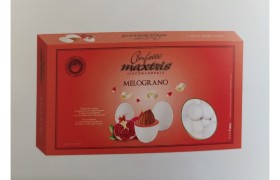 Mandorla tostata ricoperta da cioccolato bianco al gusto di melograno e da un sottile strato di zucchero.GR.1000
