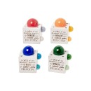 Cubo ceramica con bolle colorate,scritta e luce led .ASS.4 MIS.7X7 H.10CM