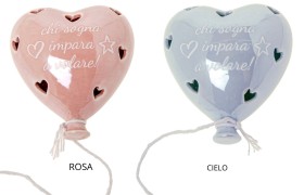 Cuore da appendere in ceramica con luce led.CM.9