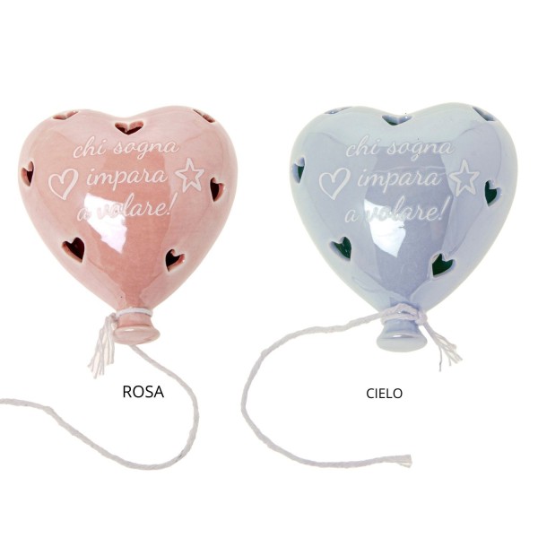 Cuore da appendere in ceramica con luce led.CM.9