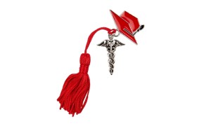 Ciondolo zama tocco/farmacia con nappa rossa.CM.3,5