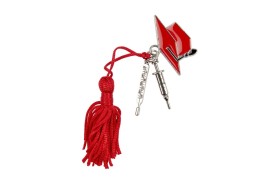 Ciondolo zama tocco/medicina con nappa rossa.CM.3,5
