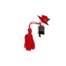 Ciondolo zama tocco/legge con nappa rossa.CM.3,5