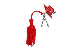 Ciondolo zama tocco/architettura-ingegneria con nappa rossa.CM.3,5