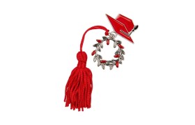 Ciondolo zama tocco/alloro con nappa rossa.CM.3,5