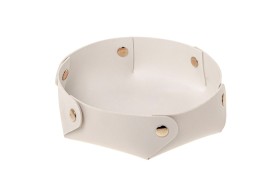 Cesto tondo in similpelle BIANCO.DIAM.18CM