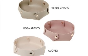 Cesto tondo in similpelle.DIAM.18CM SI VENDE ASSORTITO NEI 3COLORI