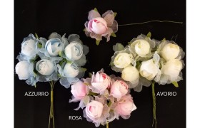 MAZZO 6PZ Rosa con tulle.DIAM.4CM