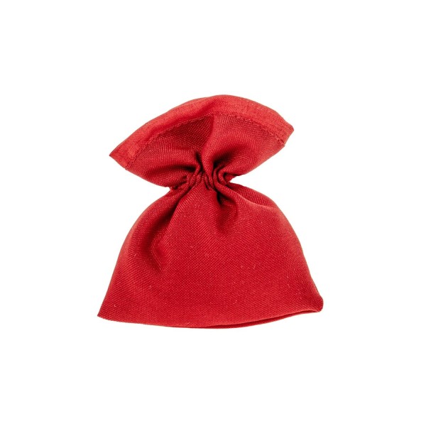 Sacchetto tessuto rosso bordato.MIS.10X12CM